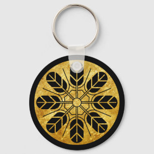 Inoue Japan Clan Kamon Mon Faux Gold Black Key Ring