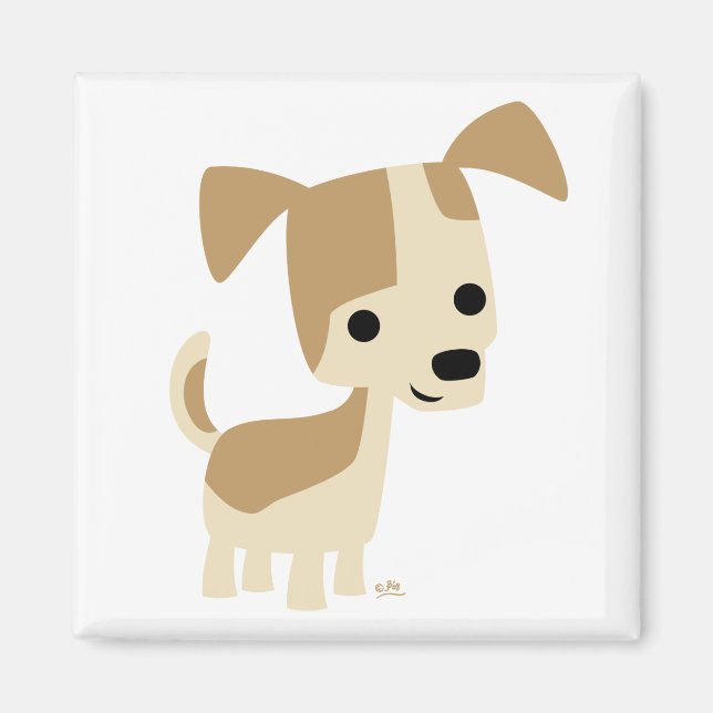 Inquisitive little dog cartoon magnet (Front)