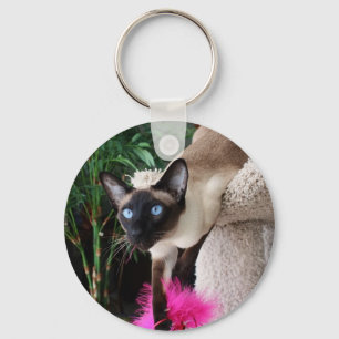 Inquisitive Siamese Cat Key Ring