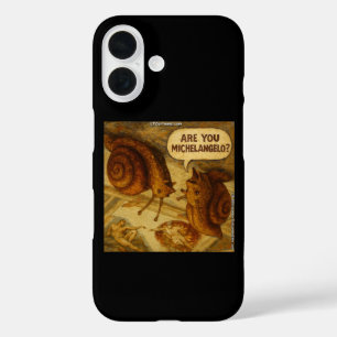 Inquisitive Snail & Michelangelo Parody Cartoon iPhone 16 Case