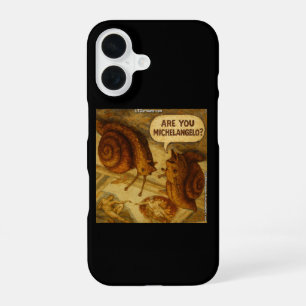 Inquisitive Snail & Michelangelo Parody Cartoon iPhone 16 Case