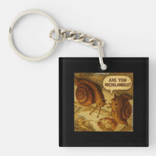 Inquisitive Snail & Michelangelo Parody Cartoon  Key Ring