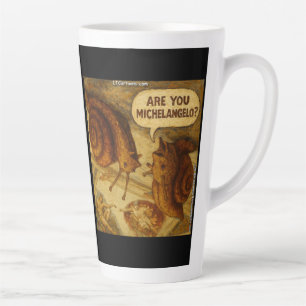 Inquisitive Snail & Michelangelo Parody Cartoon Latte Mug