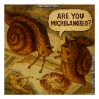 Inquisitive Snail & Michelangelo Parody Cartoon