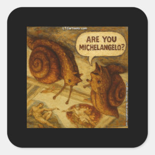 Inquisitive Snail & Michelangelo Parody Cartoon Square Sticker