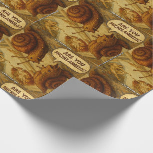 Inquisitive Snail & Michelangelo Parody Cartoon Wrapping Paper