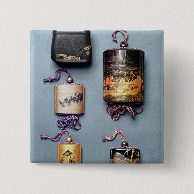 Inro and tobacco pouch 15 cm square badge (Front)