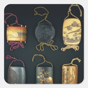 Inro Cases, 19th century Square Sticker