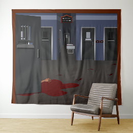 Insane Asylum Corridor Halloween Backdrop Tapestry