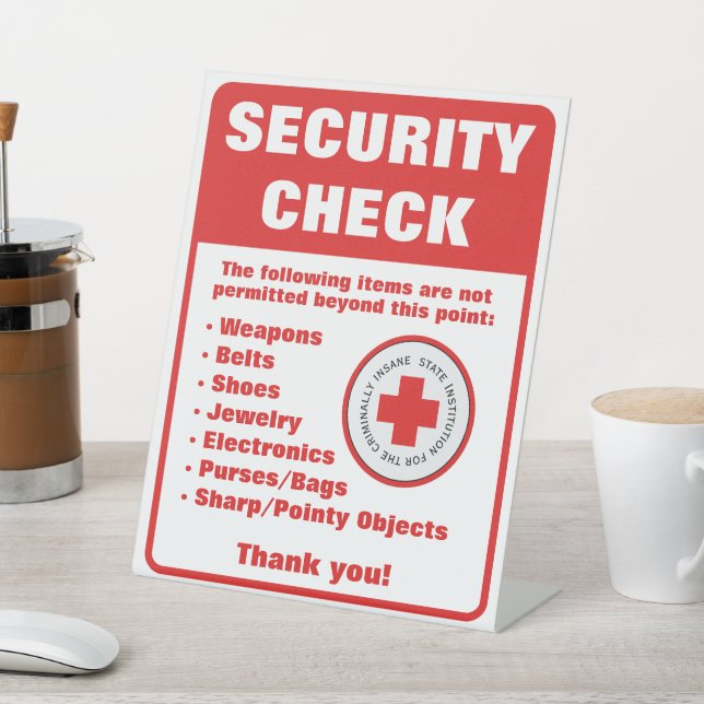 Insane Asylum Halloween Security Check Pedestal Sign (In SItu)