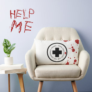 Insane Asylum Psych Hospital Blood Spatter Lumbar Cushion