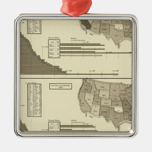 Insane, Idiotic, Blind statistical map Metal Tree Decoration (Front)