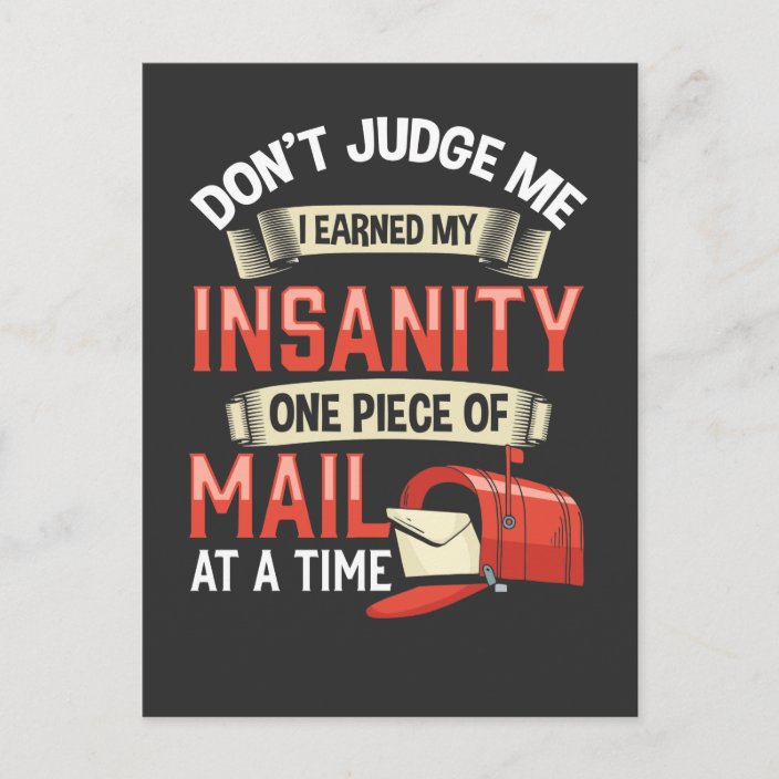 Insane Mailman Quote for Crazy Mail Carrier Postcard Zazzle.co.uk