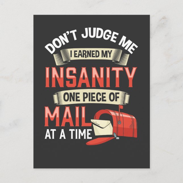 Insane Mailman Quote for Crazy Mail Carrier Postcard (Front)