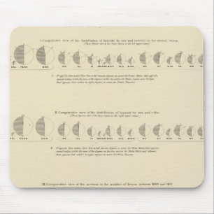 Insane, Statistical US Lithograph 1870 Mouse Mat