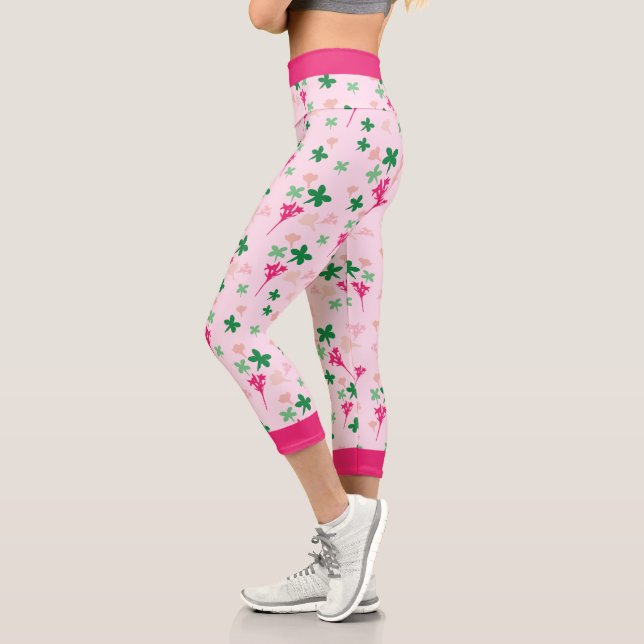 Insanely Pink Floral Botanic Capri Leggings (Left)
