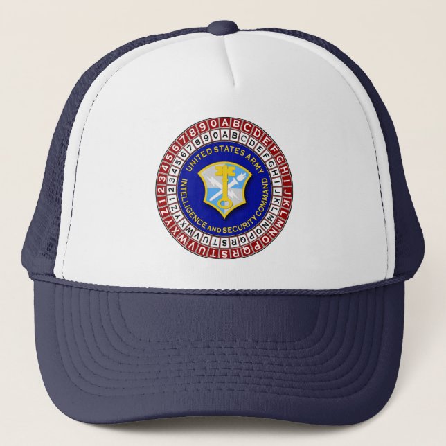 INSCOM SSI and Code Wheel Trucker Hat (Front)