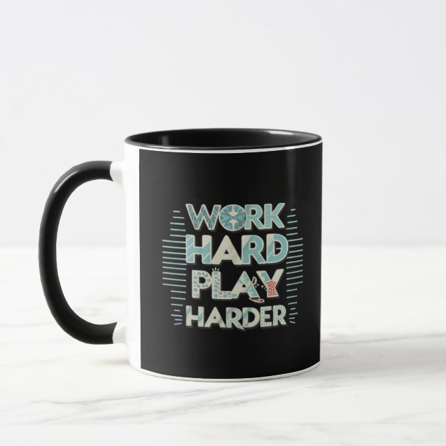 Inscription Work Hard Play Hard Classic Mug (Left)