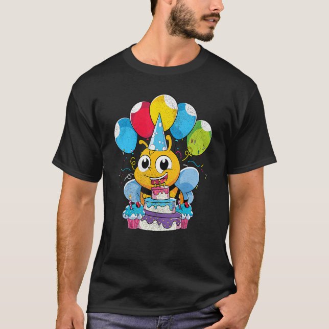 Insect Animal   Beekeeper Birthday Party Cute Bee T-Shirt (Front)
