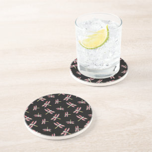 Insect Art Dancing Pink Dragonfly Coaster