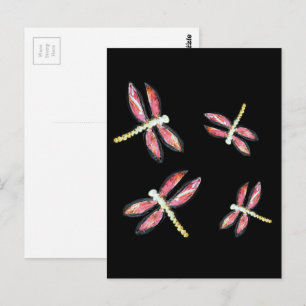 Insect Art Dancing Pink Dragonfly Postcard