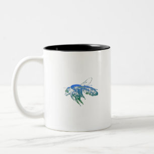 Insect bee blue Two-Tone coffee mug