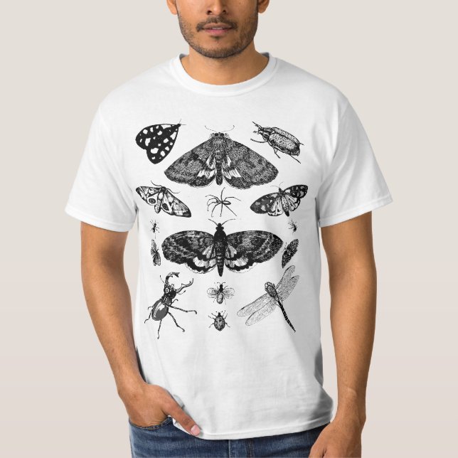 Insect Bug Collection Tee Vintage Moth Beetle Drag (Front)