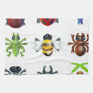 Insect bug icons tea towel