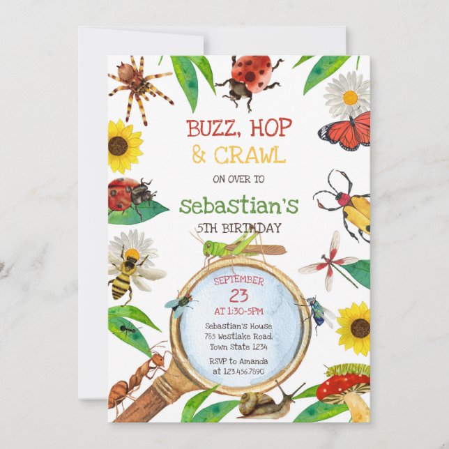 Insect Bug Party Birthday Invitation (Front)