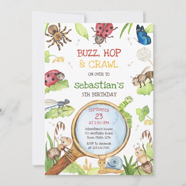 Insect Bug Party Birthday Invitation (Front)