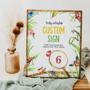 Insect Bugs Birthday Party Table Sign