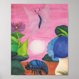 Insect Butterfly Transformation Painting Artwork Poster