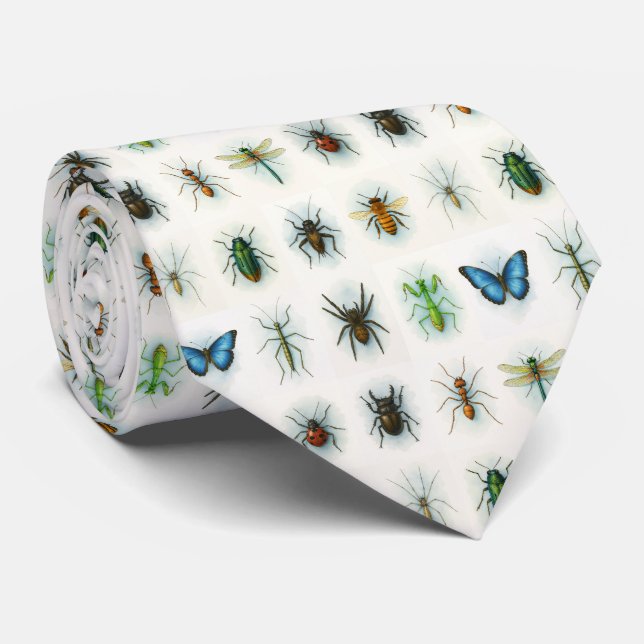 Insect collection watercolor paintings bug art  tie (Rolled)