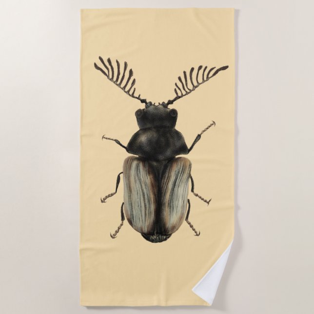 Insect Lover Beetle Art Beach Towel (Front)
