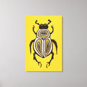 Insect Lover Yellow Decorative Beetle Art Canvas Print