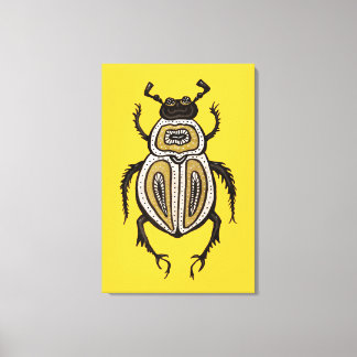 Insect Lover Yellow Decorative Beetle Art Canvas Print