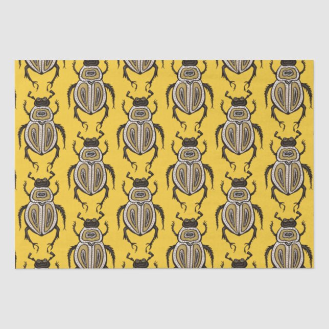 Insect Lover Yellow Decorative Beetle Art Tissue Paper (Front)