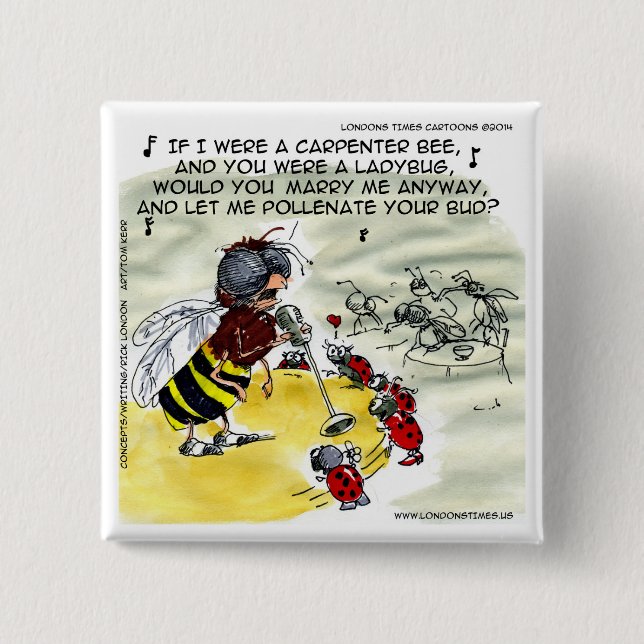 Insect Nightclub Singers Funny 15 Cm Square Badge (Front)