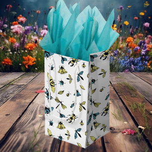 Insect Pattern White Small Gift Bag