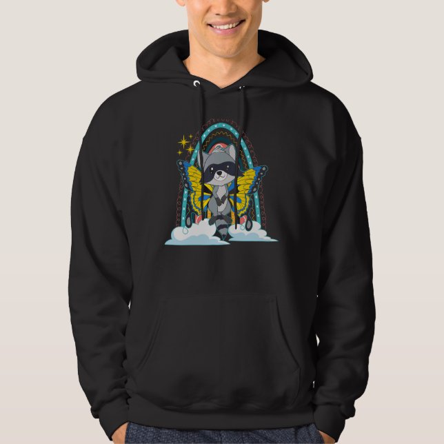 Insect Trash Panda Butterfly Rainbow Forest Animal Hoodie (Front)