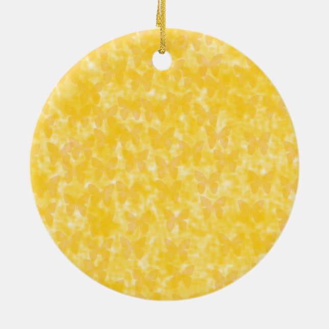 Insect Yellow Butterflies Ceramic Tree Decoration (Back)
