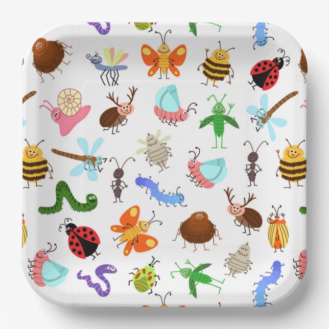 Insects Birthday Party Paper Plate (Front)