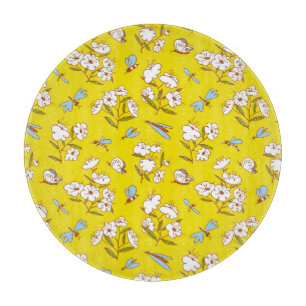 Insects Flowers Butterflies: Summer Seamless Patte Cutting Board
