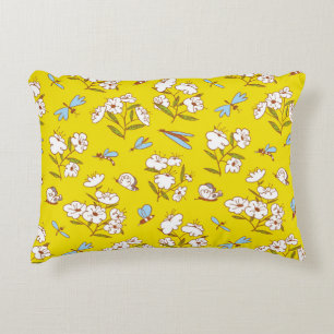 Insects Flowers Butterflies: Summer Seamless Patte Decorative Cushion