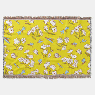 Insects Flowers Butterflies: Summer Seamless Patte Throw Blanket