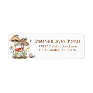 Insects & Mushroom Baby Shower Label   Whimsical W