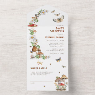 Insects & Mushroom Woodland Baby Shower All In One Invitation