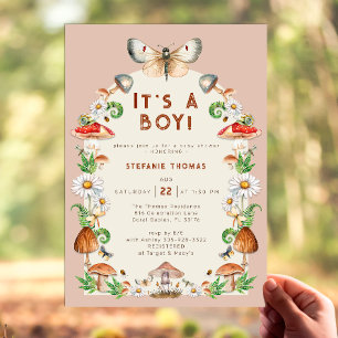 Insects & Mushroom Woodland Baby Shower Invitation