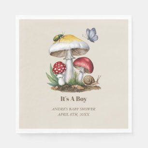 Insects Mushroom Woodland Nature Baby Shower Napkin