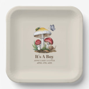 Insects Mushroom Woodland Nature Baby Shower Paper Plate